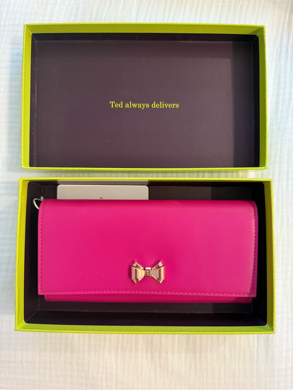 Ted Baker Hot Pink Bow Trim Continental Wallet